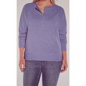 GAP Women's Long Sleeve Henley French Terry Sweatshirt